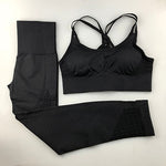 Load image into Gallery viewer, Matching Yoga Set Women&#39;s Leggings &amp; Padded Push-up Strappy Sports Bra
